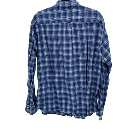 Peter Millar Button Down Long Sleeve Blue Plaid Shirt Men's Size XL - Picture 4 of 4